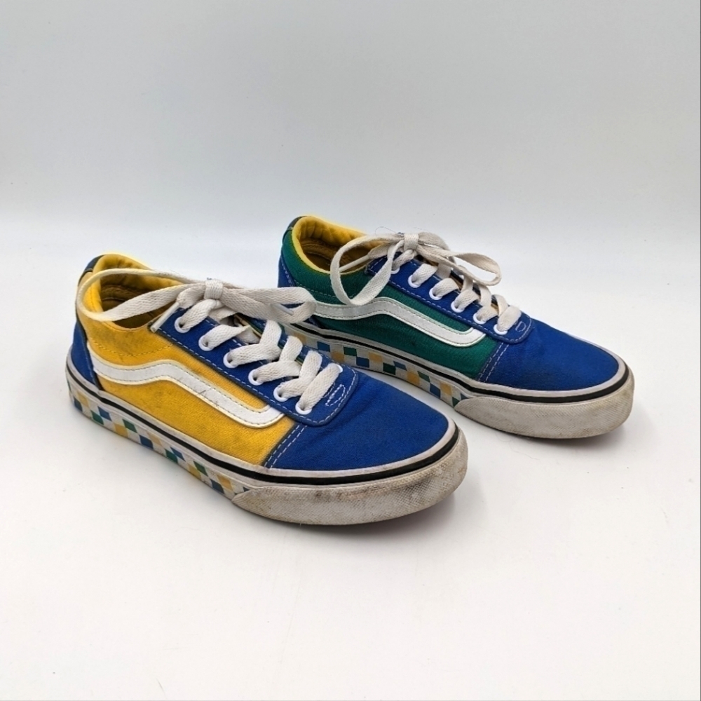 Vans Multicolor Color Block Checker Sneaker Shoe 2Y Youth